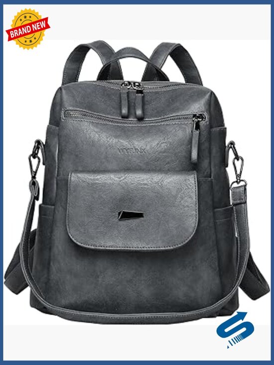 Faux Leather Backpack Purse, Multi-Pocket Travel Daypack, Adjustable Shoulder main image 6